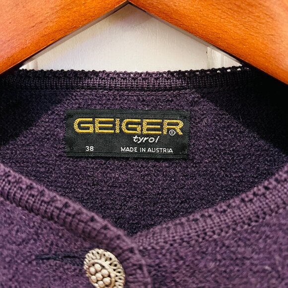 Vintage Geiger Womens Beige Tweed Pure Wool Button-Up Pockets Cardigan Sweater - Picture 6 of 16